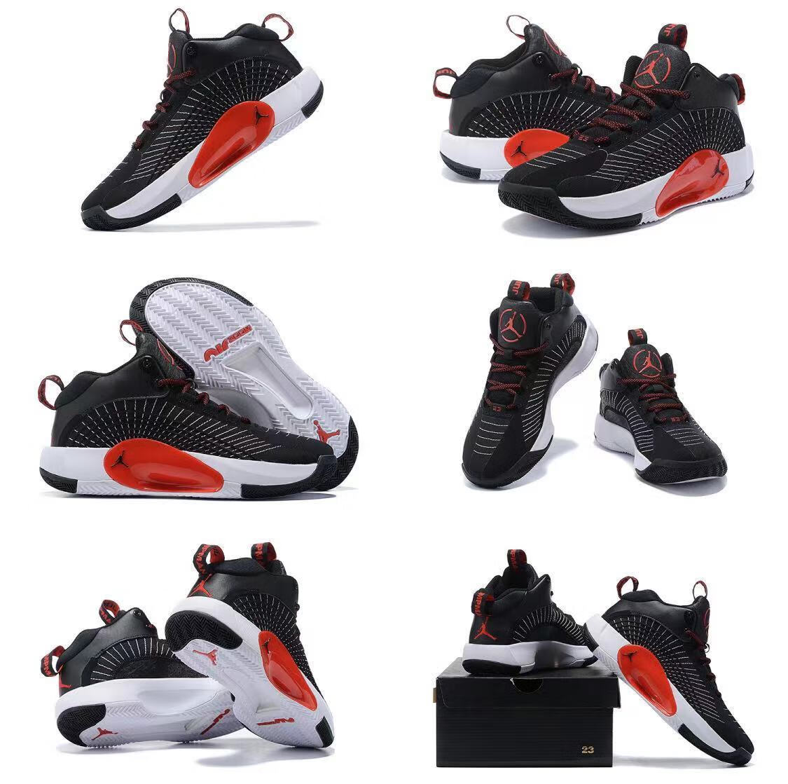 新款jumpman 2021 pf aj35简版 男子实战耐磨运动学生气垫篮球鞋 黑红