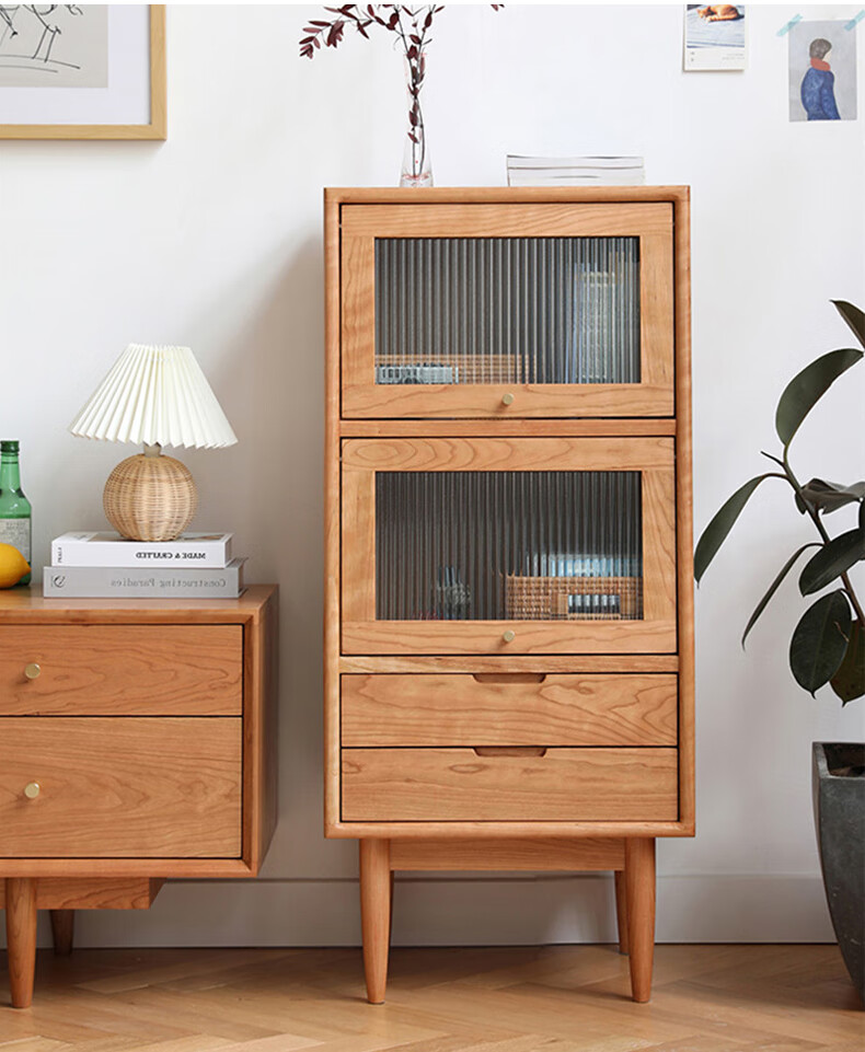 立柜北欧实木电视边柜客厅简约现代小户型收纳小立柜可定制日式餐边柜