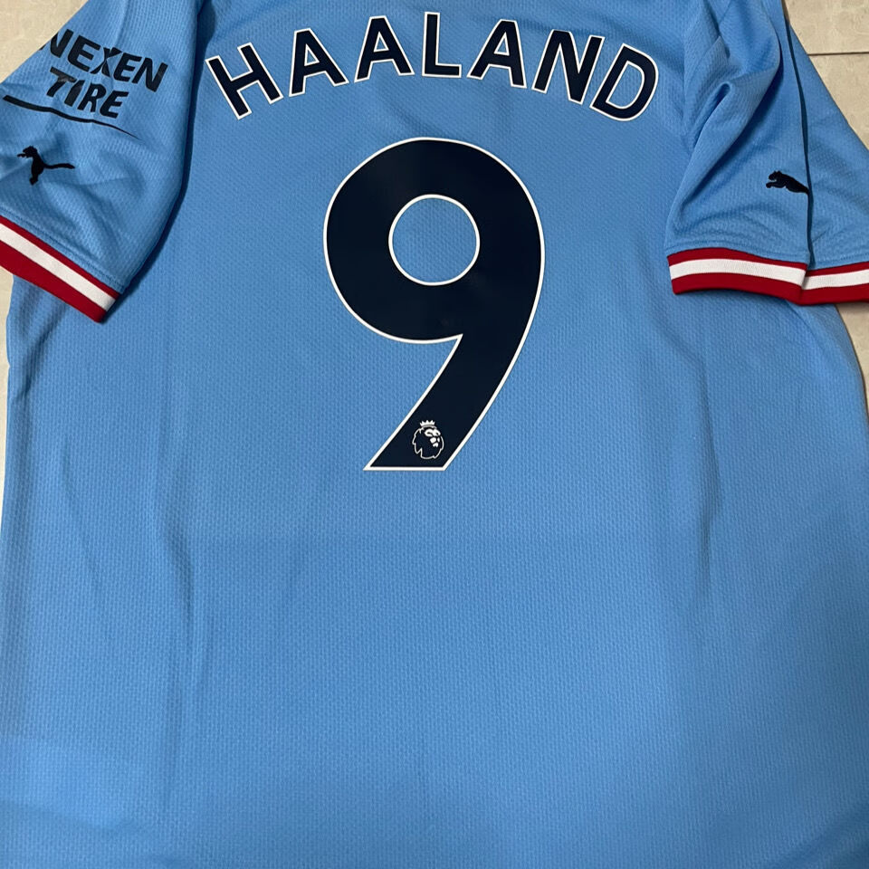 22-23新款英超曼城蓝色球衣9号哈兰德17号德布劳内s-2xl同款 球迷版