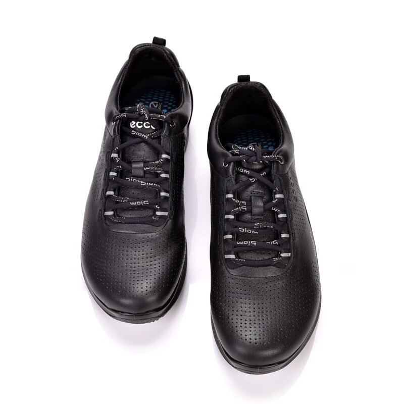 爱步(ecco)男鞋小经典款真牛皮系带透气休闲运动户外健步鞋 黑色 43
