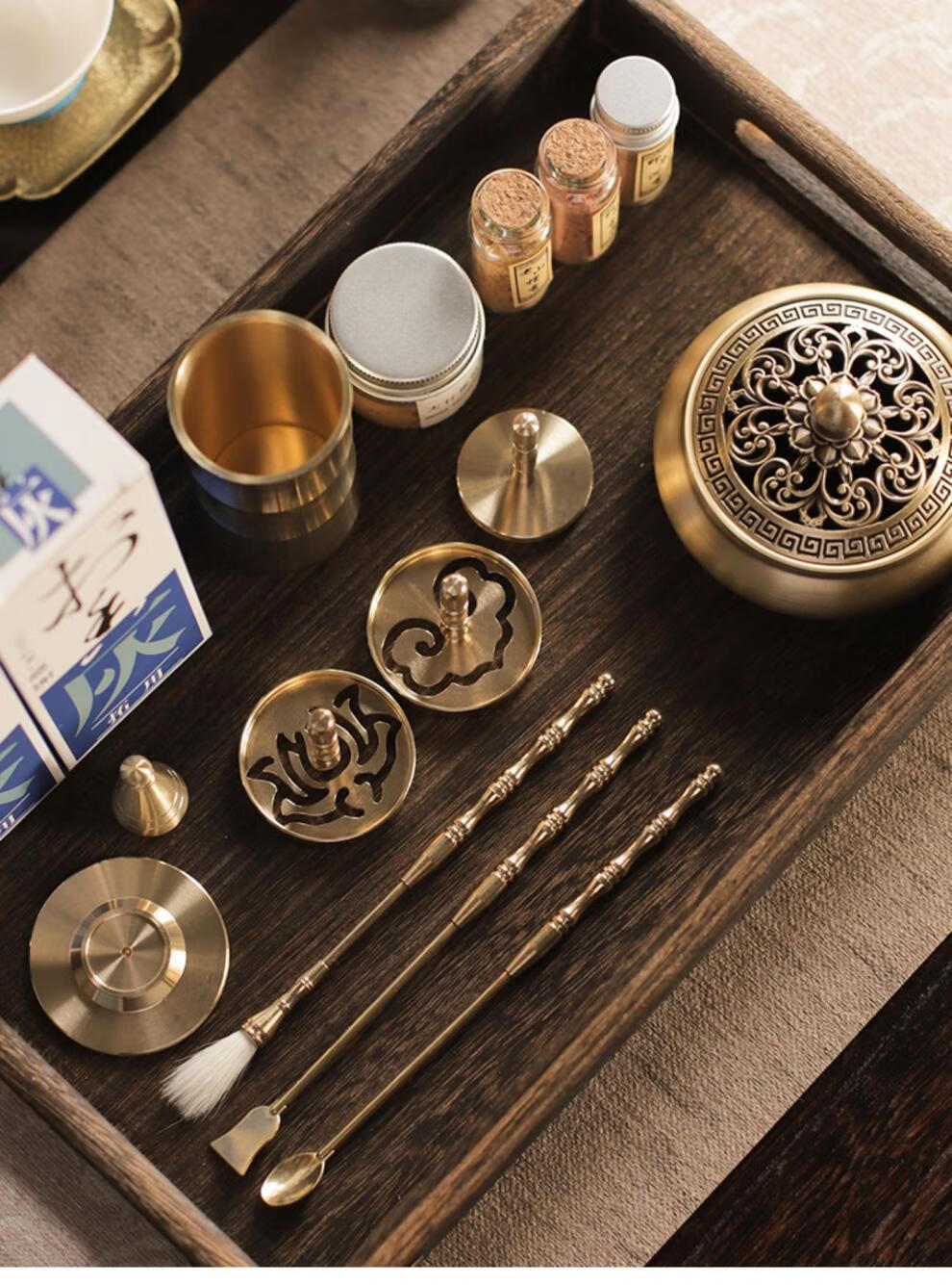 【京品优选】香道工具套装 纯铜香道套装用品香灰压香熏炉家用香粉打