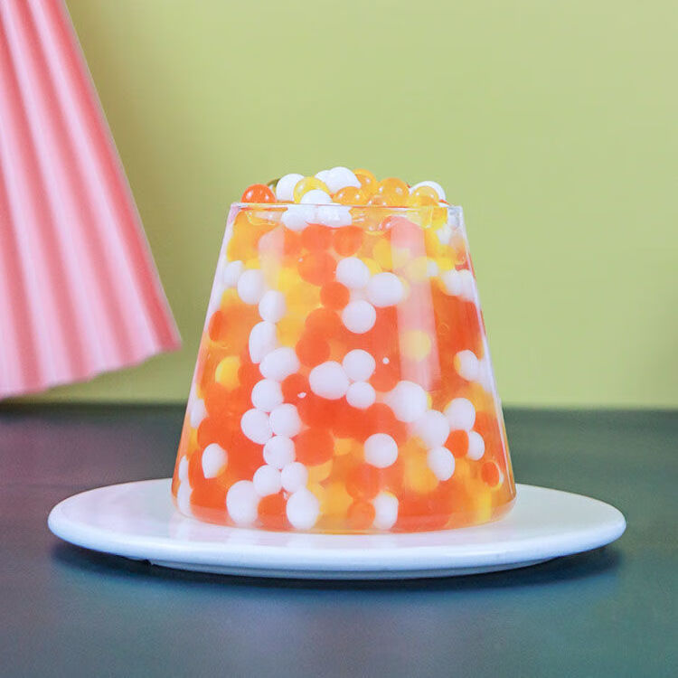 水晶果彩色椰果奶茶店椰果粒桶装珍珠布丁原料椰果肉瓶装彩色方块椰果