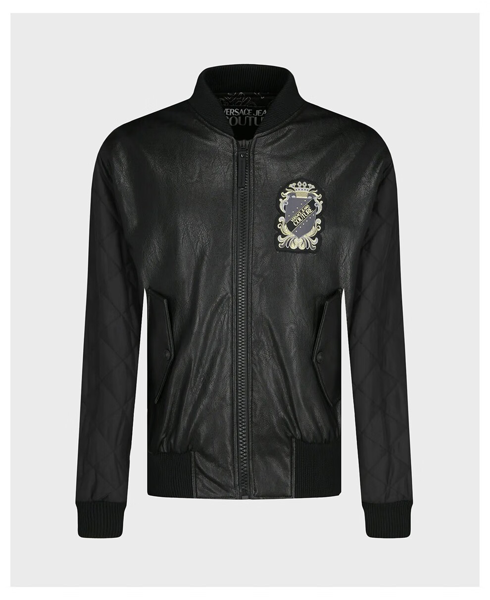 versacejeanscouture范思哲男士皮革长袖外套ec1gzb912黑色54