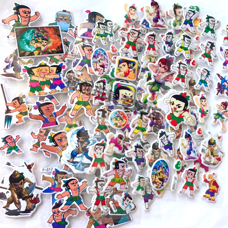 万代葫芦娃玩具葫芦娃贴纸小葫芦卡通3d泡泡贴儿童动漫贴画黑猫警长