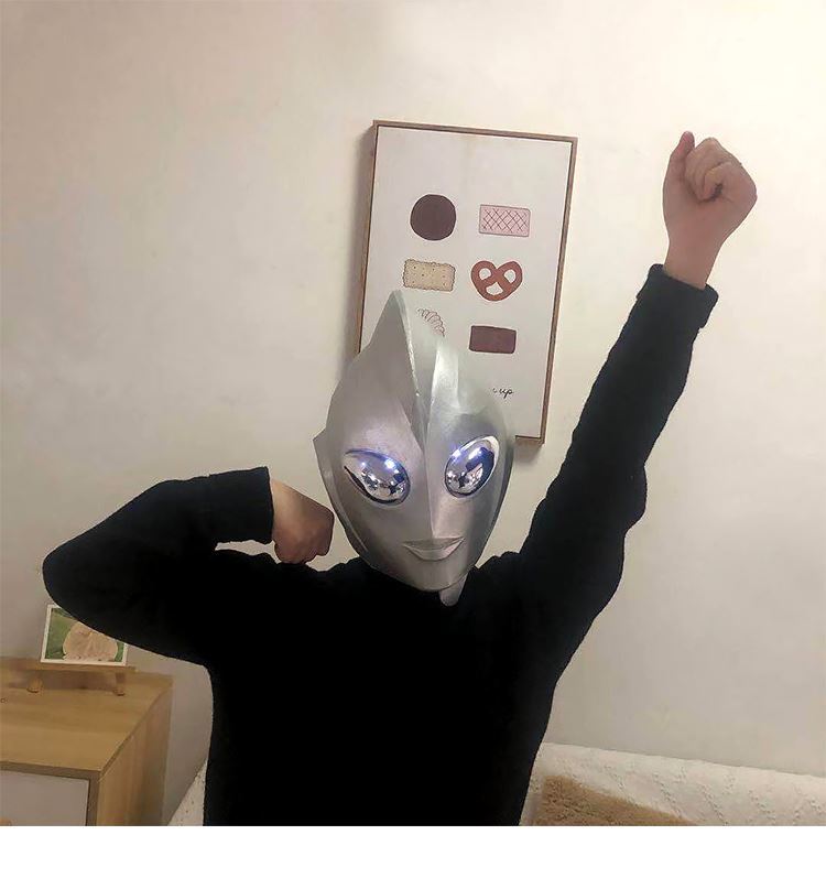 限量版奥特曼头套发光迪迦可穿戴cos服装面具发盔乳胶抖音表演真人