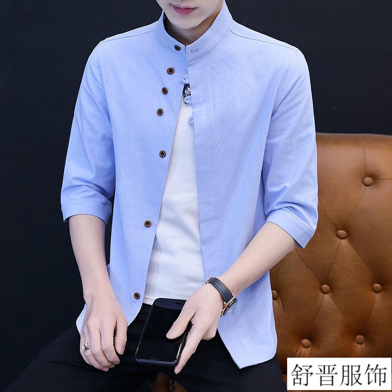 男士夏季休闲长袖衬衫薄款男士夏天薄款长袖衬衫款文艺范长袖衬衫男中