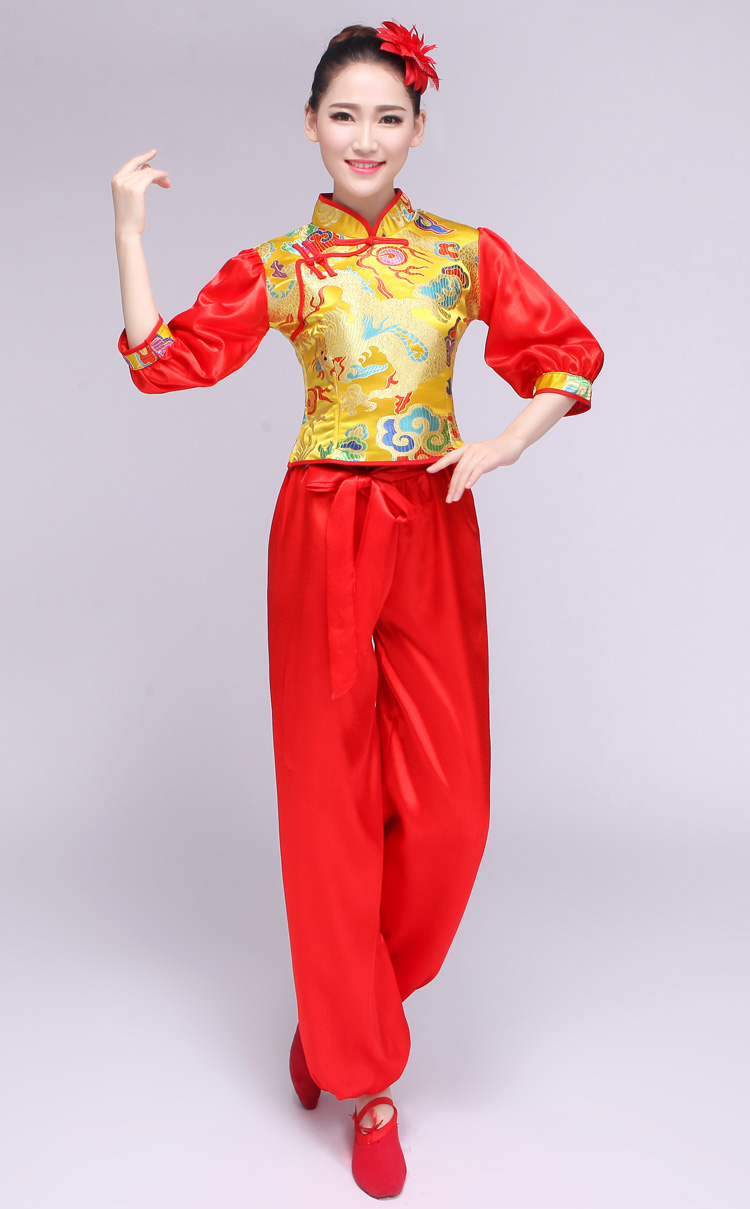 打鼓服演出服女国风2021新款喜庆锣鼓水鼓舞服装舞龙舞狮腰鼓服女古典