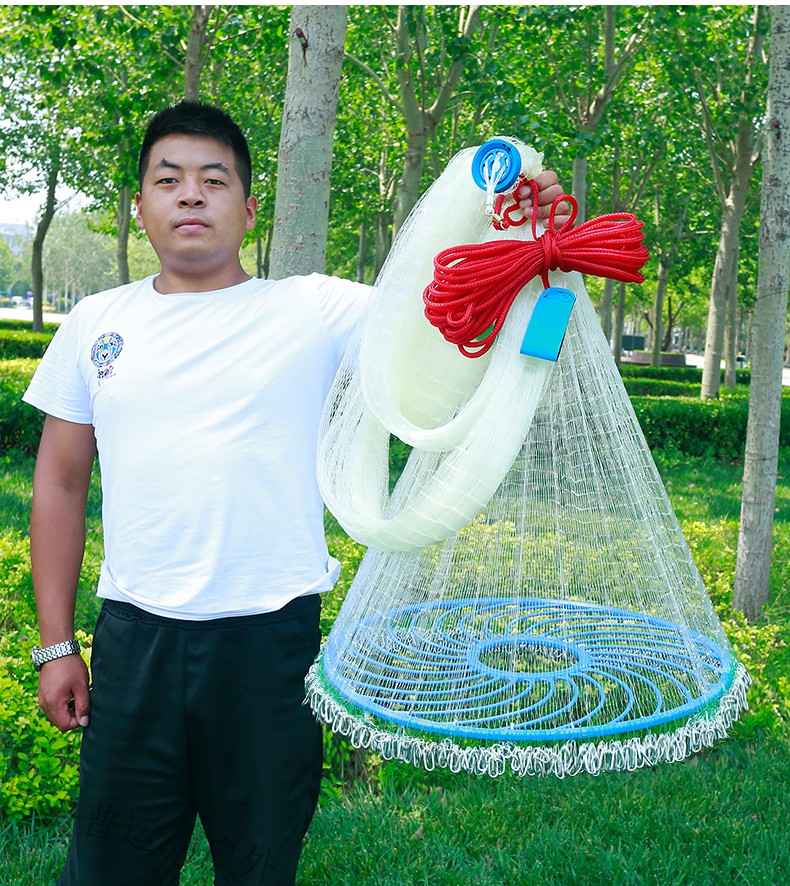 博洛普 撒网鱼网焊接铁链渔网 大飞盘式手抛网美式旋网方条抓捕鱼甩