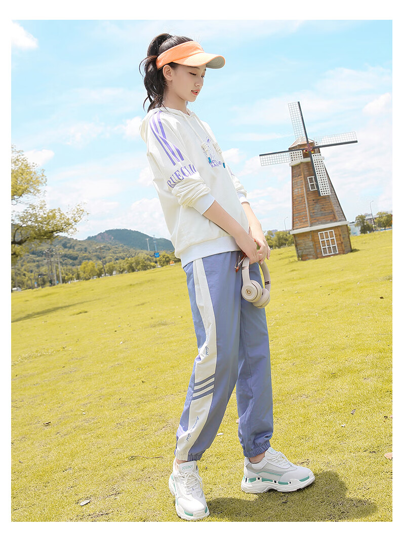 流贝初中女生运动套装春秋季初中生春秋运动休闲套装2021新款少女高中