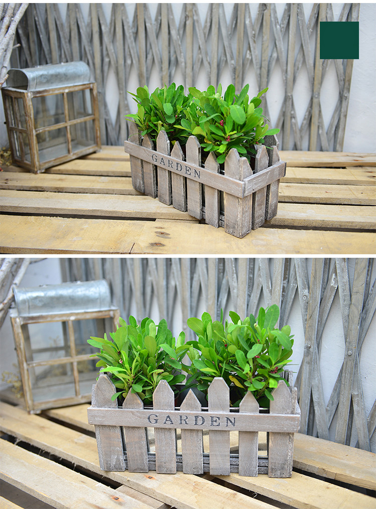 北欧式复古实木头手工绿萝箩室内花盆长方形木栅栏创意花盆加长款黑棕