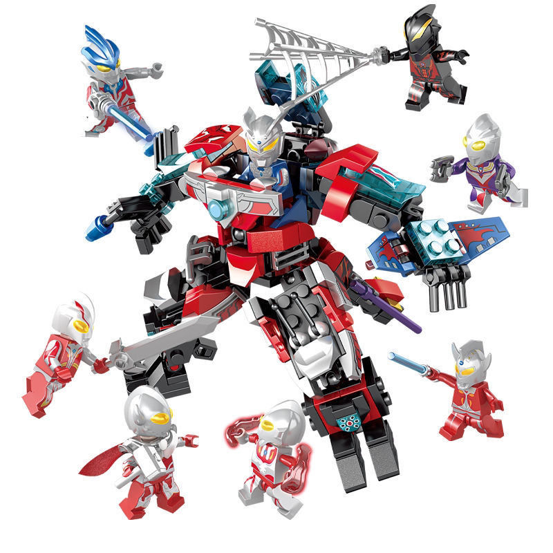 奥特曼积木赛罗迪迦捷德怪兽小人仔机甲拼装男孩儿童玩具 8款合体龙头