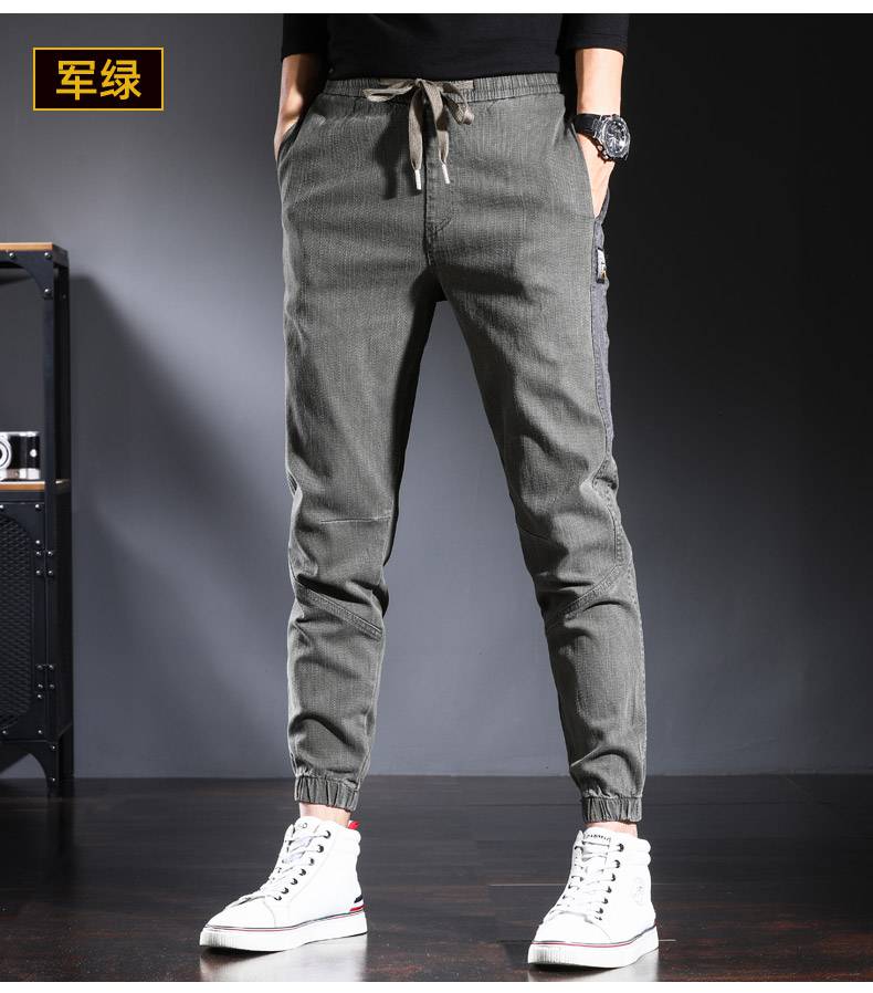 长裤潮牌春夏季薄款宽松紧带九分束脚工装裤秋冬季男士时尚男生秋季