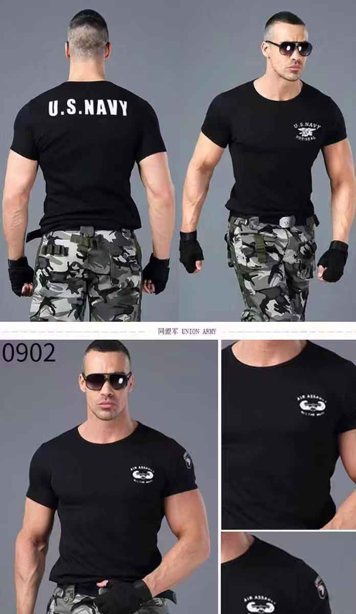 夏季军迷t恤短袖男紧身修身衣服海豹突击队迷彩服户外训练战术t恤白色