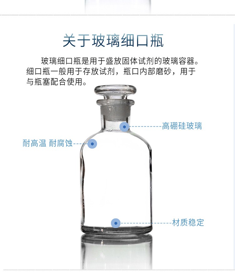 加厚试剂瓶玻璃广口瓶磨砂口医药棉分装细口瓶玻璃化学瓶棕色透明白细