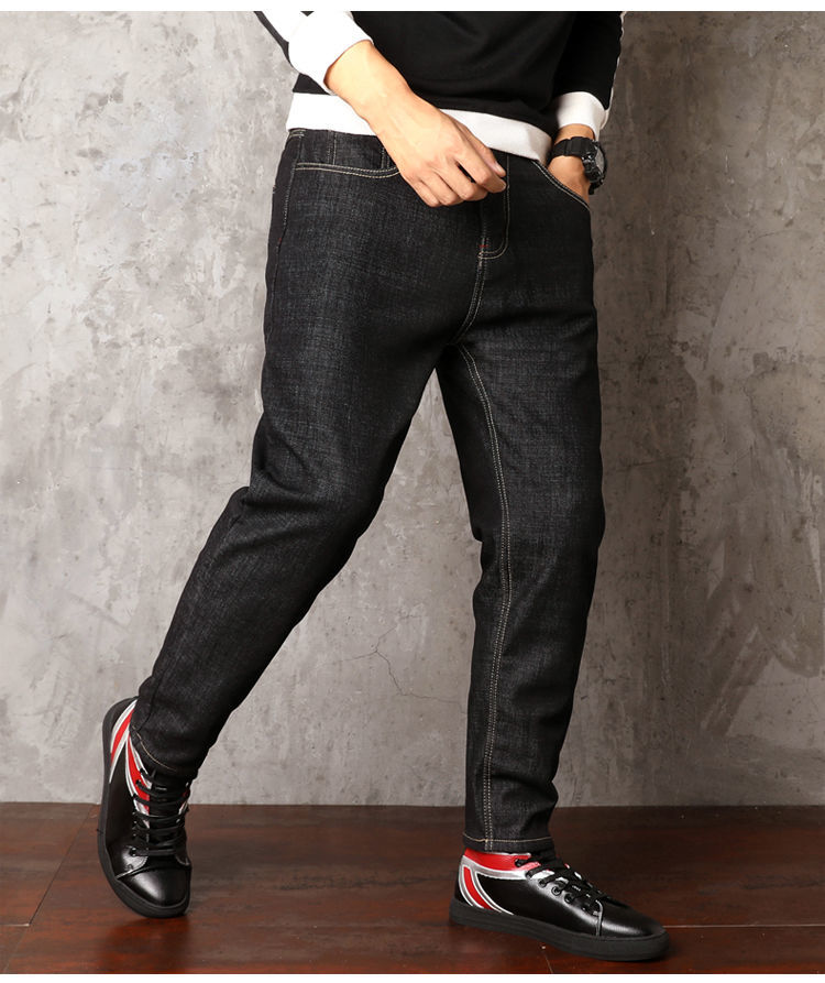 裤子休闲男款潮男士冬装保暖百搭显高显瘦男生冬天5135黑色加绒33码