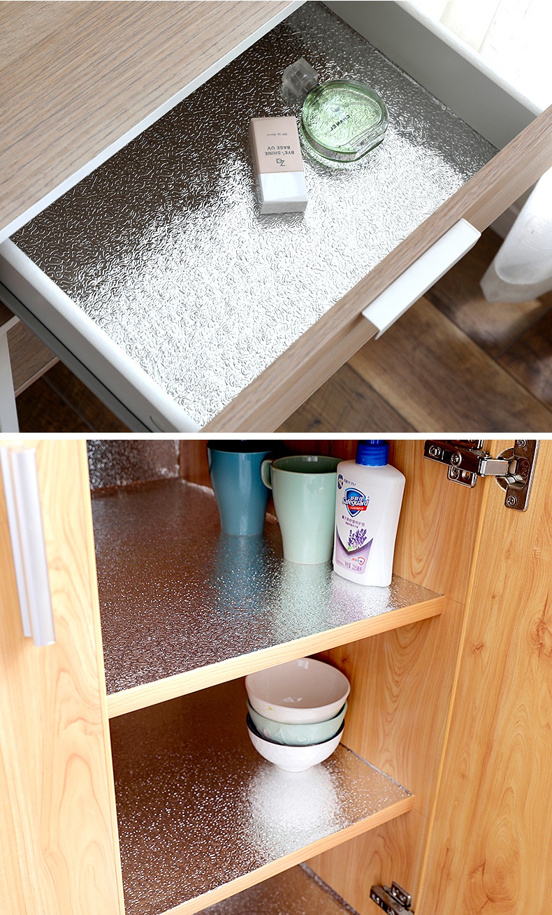 加厚自粘铝膜厨柜防水防潮防油贴纸厨房抽屉垫纸铝膜铝箔贴纸橱柜垫纸