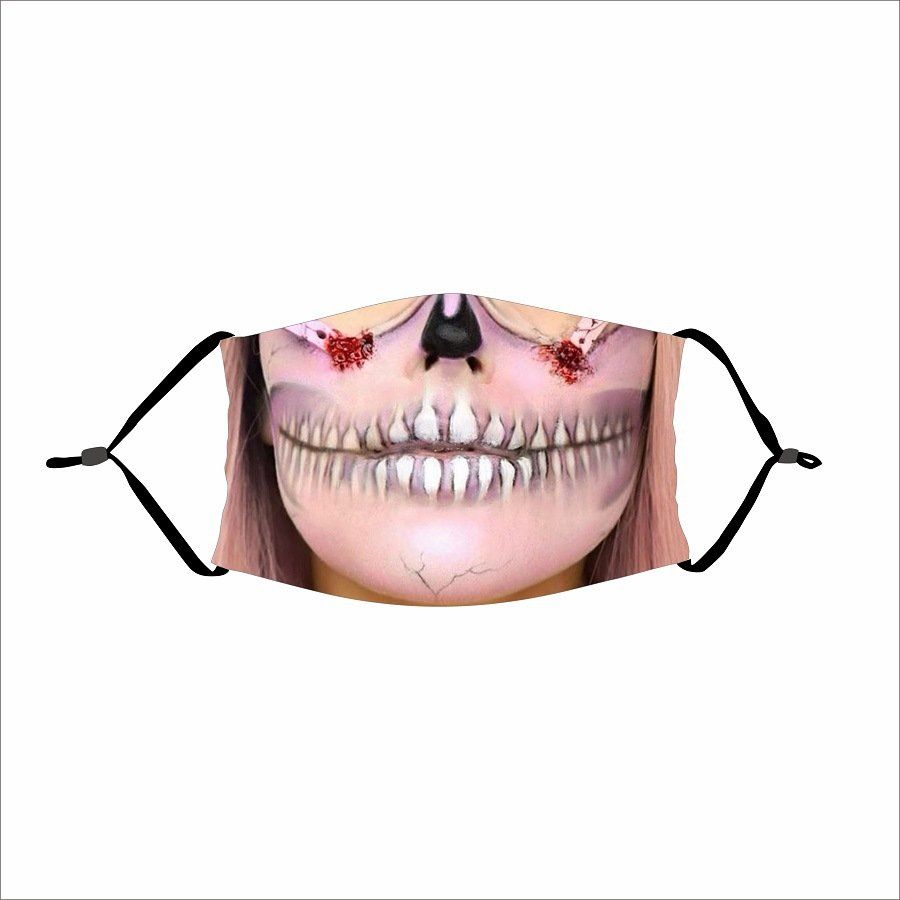 dafify恶搞口罩欧美万圣节亡灵节口罩骷髅图案恶搞恐怖防尘带滤芯 18