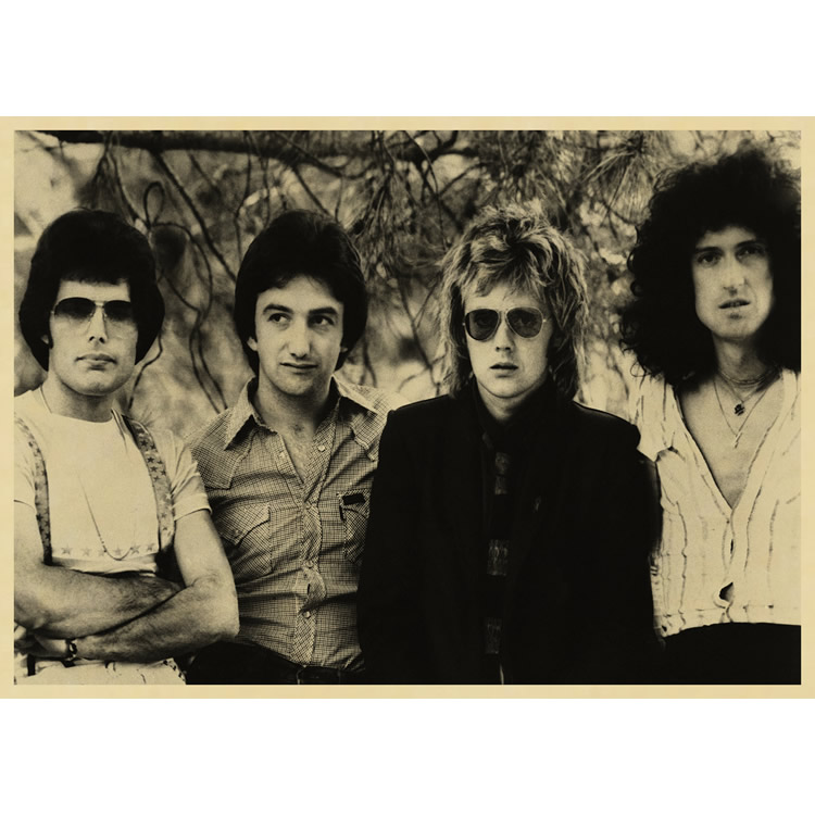 皇后乐队海报 queen 牛皮纸复古装饰画 摇滚音乐 怀旧 欧美人物画