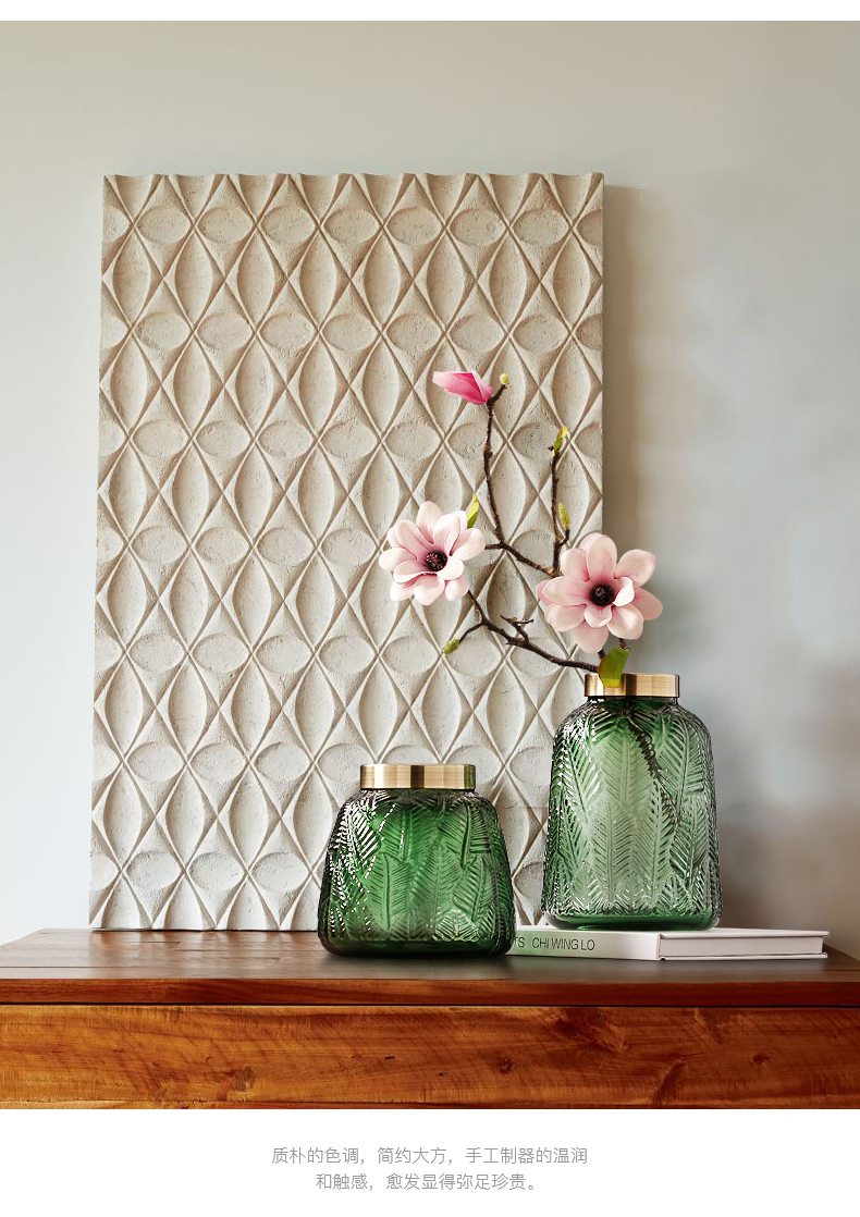 2021新款手提玻璃瓶 欧式餐桌花瓶插花摆件北欧风格干花客厅小梨花单