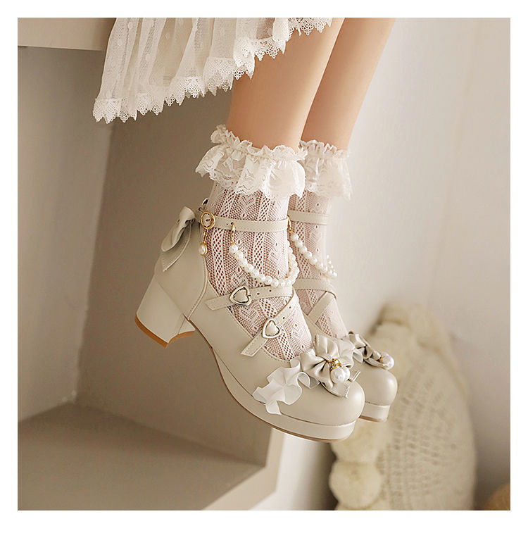 洛丽塔鞋子新款女仙女风包头女大学生洛丽塔鞋子lolita鞋白色凉鞋35