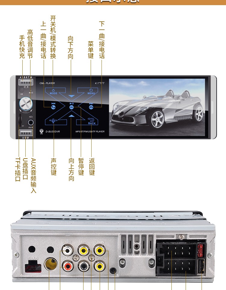 41寸高清屏幕汽车mp5车载mp5汽车mp3插卡机代替车载cd汽车dvd专车专用