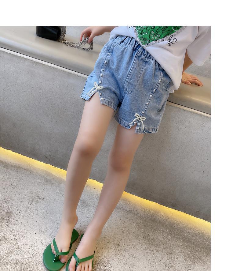 纤月情儿童牛仔短裤女外穿夏季女孩裤子9一12岁女童运动裤休闲薄款