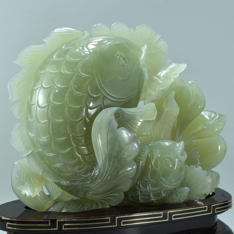 岫玉摆件岫玉鱼摆件辽宁岫岩玉石鱼摆件精品鲤鱼摆件升职礼物 10号