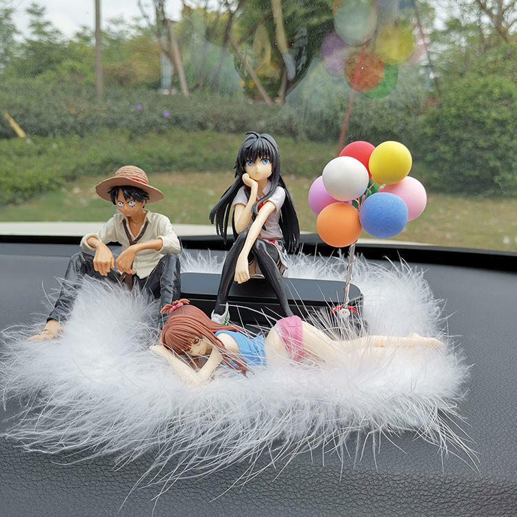 创意汽车摆件雪乃路飞穹妹动漫车载美少女装饰用品 雪姐 路哥 白色