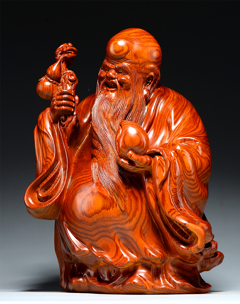 梵粟黄花梨木雕寿星翁摆件实木雕刻工艺品南极老人星寿公老寿星祝寿