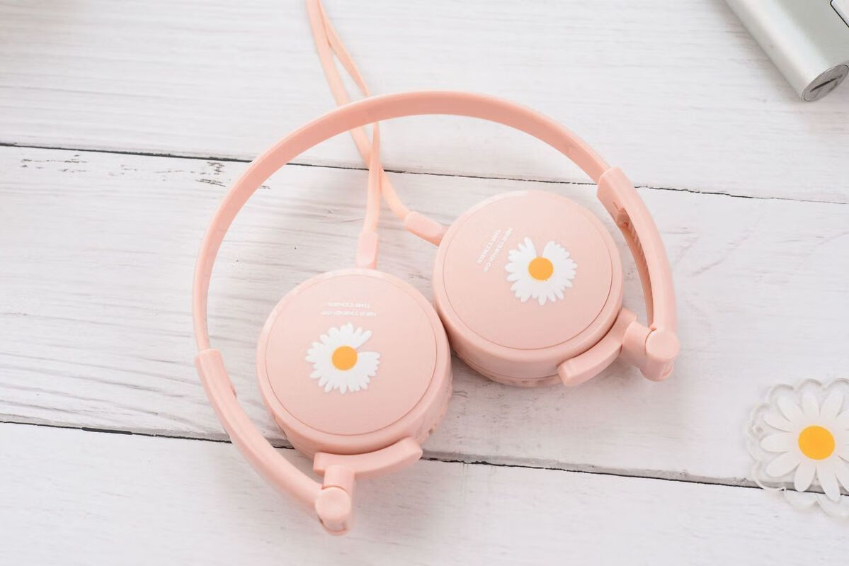 适用于头戴式耳机韩版可爱女生手机电脑学生耳机线vivo华为oppo苹果