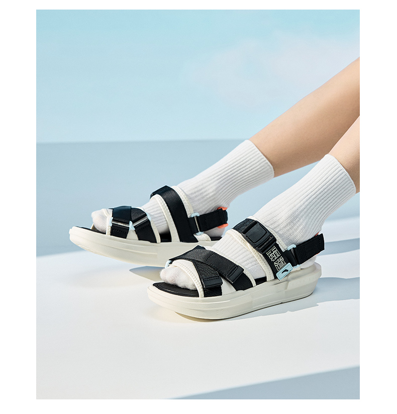 霸道文化凉鞋安踏凉鞋女鞋2022夏季新款沙滩凉拖外穿厚底休闲藕灰3355