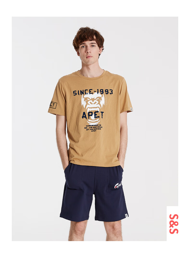 安逸猿ape短袖t恤青春时尚潮牌潮流男装宽松圆领体恤男士上衣服