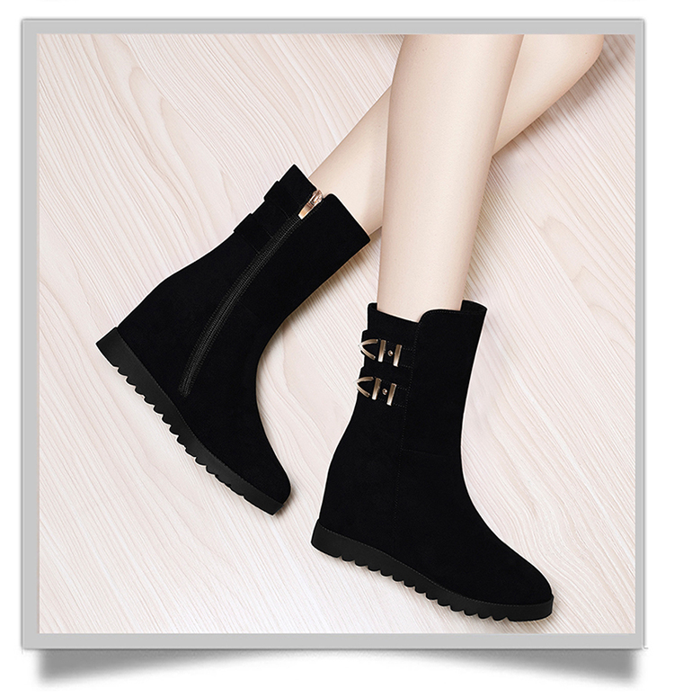 女士秋冬单皮鞋半高靴2021百搭韩版靴子半筒靴加绒单靴高筒马丁靴中长