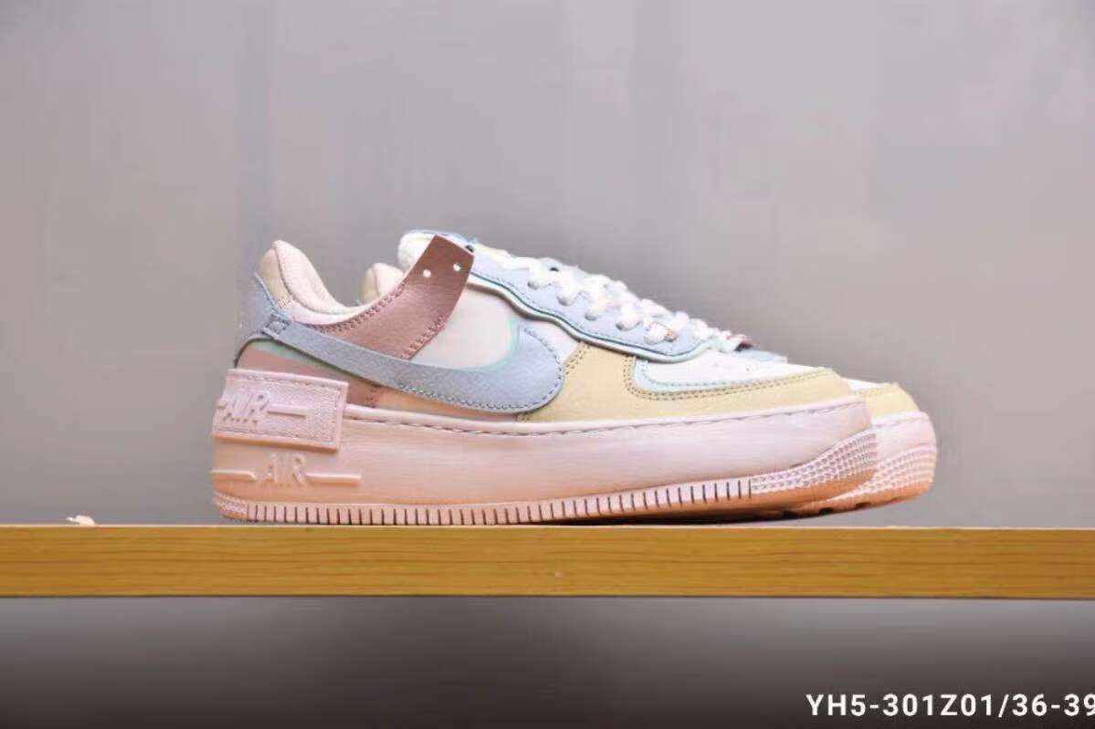af1空军一号纯白马卡龙小麦男女小白鞋低帮板鞋电玩ins韩版运动鞋白粉