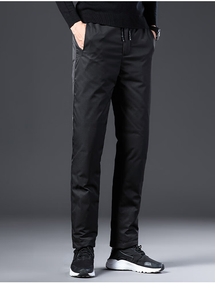 雅鹿羽绒裤男中老年外穿加厚加绒保暖鸭绒裤子男士户外防风大码宽松