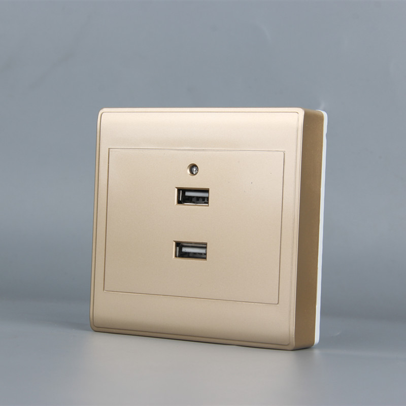 明暗装两位usb充电工地36v转5v二孔插座面板2口usb黑色220v转5v伏明装