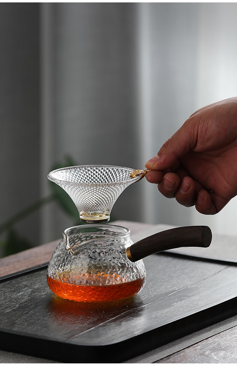 玻璃公道杯茶滤一体茶漏过滤器功夫茶茶具配件泡茶滤网茶水分离器六