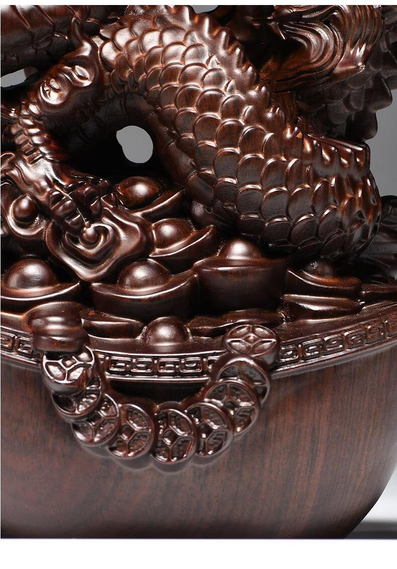 唐砖黑檀木雕龙摆件实木十二生肖龙动物家居客厅办公室装饰工艺品黑檀