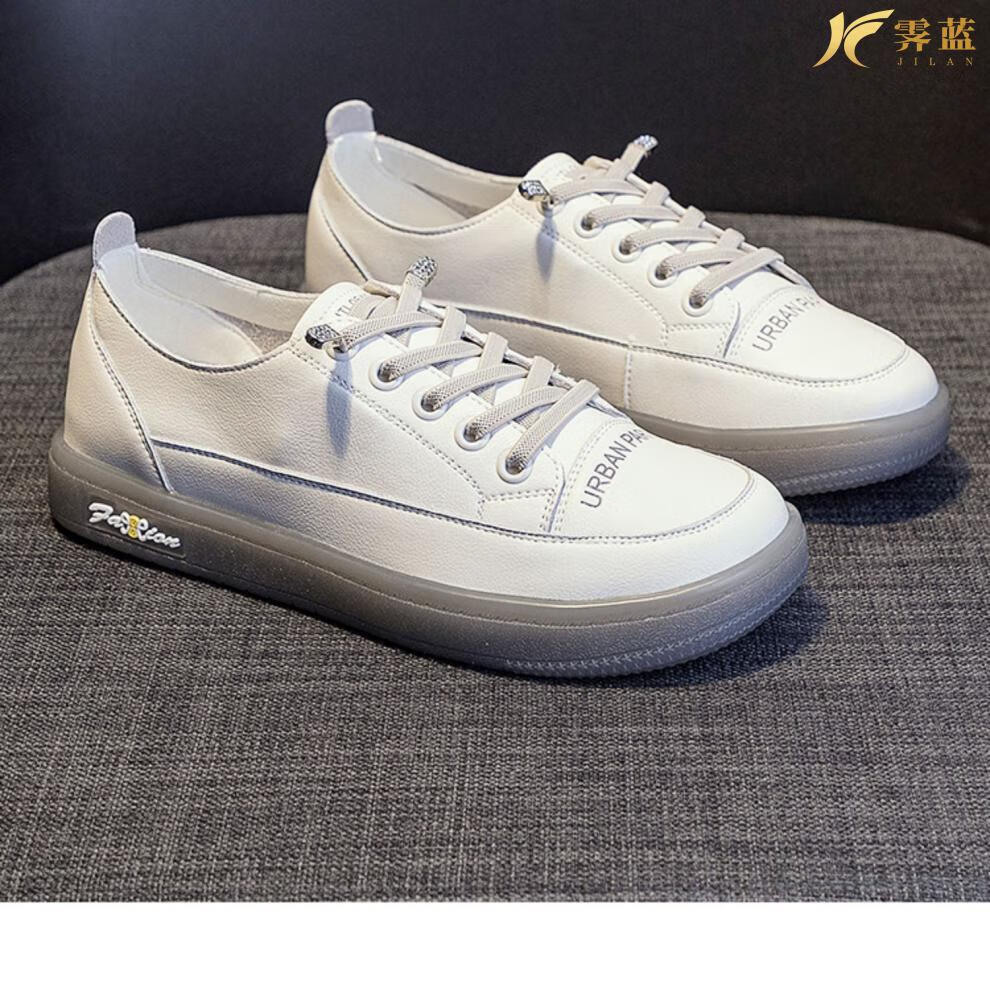 霁蓝品牌休闲鞋女轻奢中青年女士夏季新款高端平底小白鞋女大码浅口