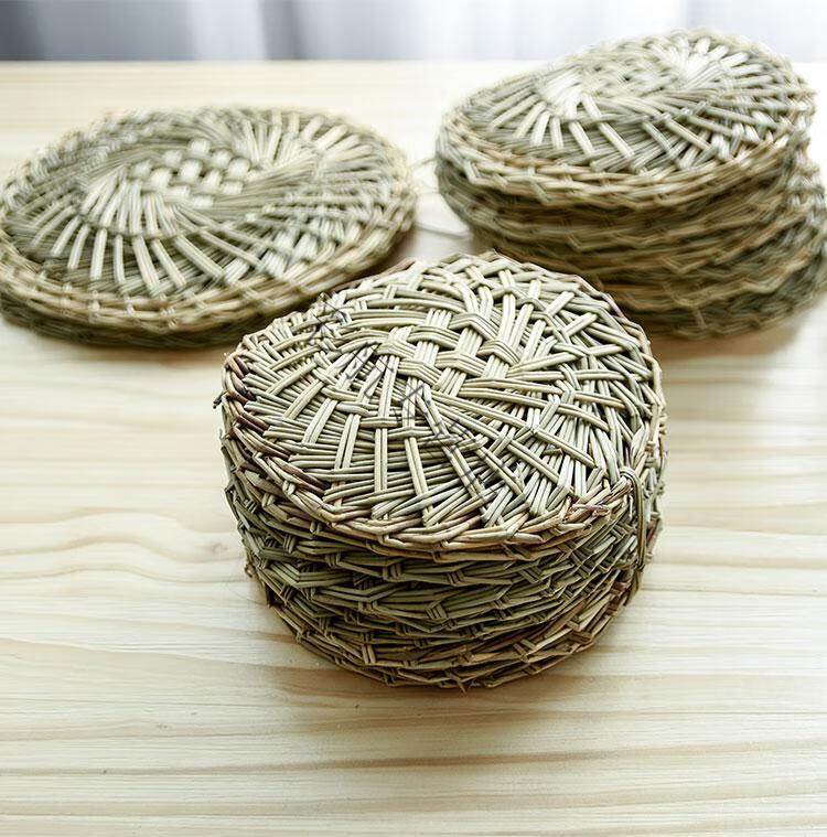 蒸小笼包的草垫子 不粘锅圆形草垫手编 加密蒸笼垫子草编的蒸包子 30