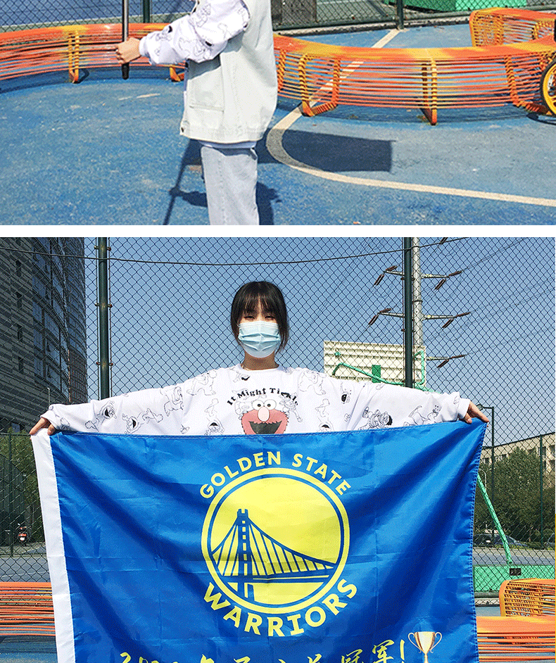 篮球应援旗定做 nba球队队旗定制 2022金州勇士总旗帜 户外手摇旗
