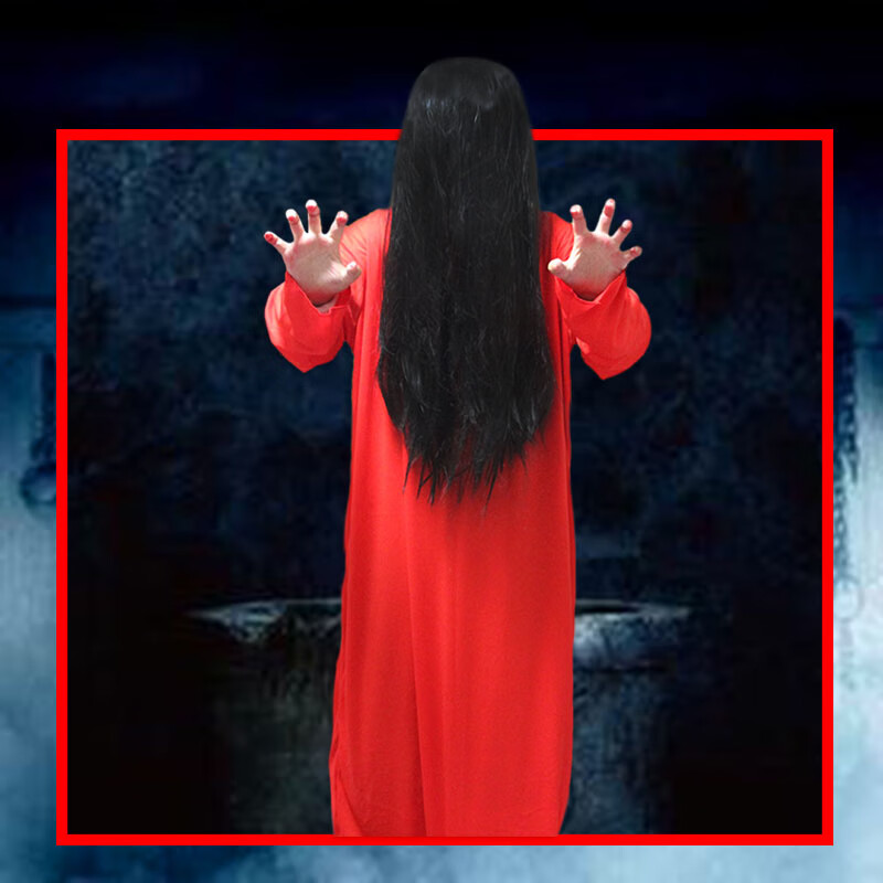 神孩子 【七夕礼物】子服装吓人红衣鬼屋扮鬼道具假发鬼服装 白贞子1.