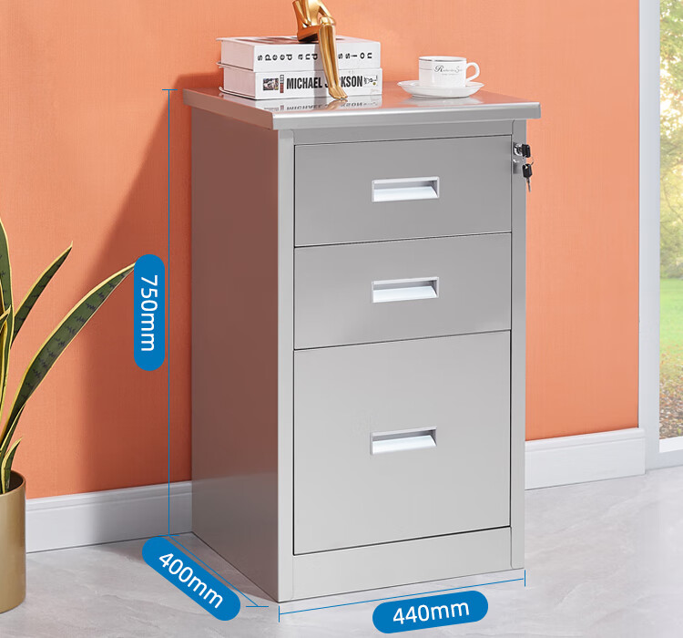 亚曌304不锈钢矮柜移门工具柜办公文件柜推拉门储物柜厨房碗柜橱柜带