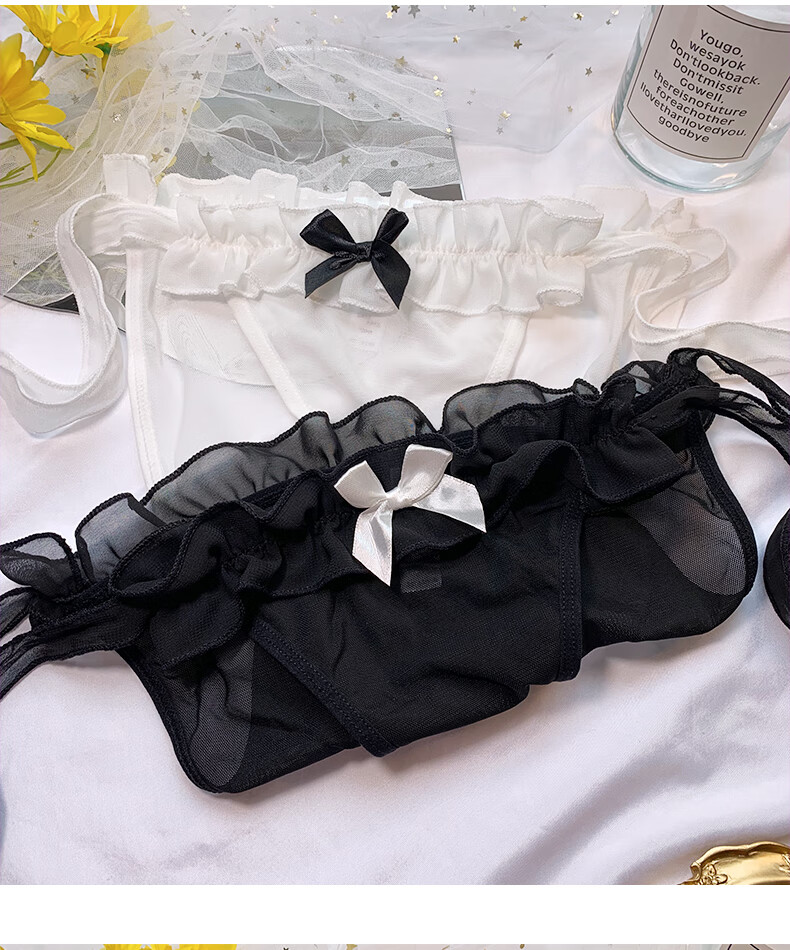 内裤女士两侧系带绑带式系带内裤女两侧可解开日系蝴蝶结裆绑绳白色标