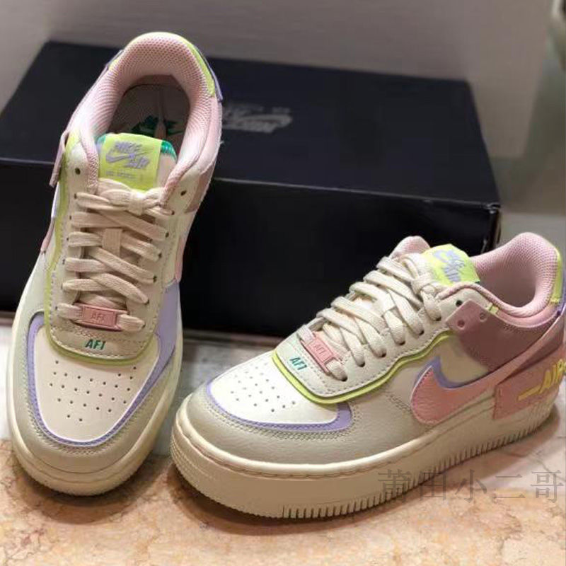 af1空军一号马卡龙鞋子纯原新款百搭松糕底ins潮流休闲增高女板鞋纯白
