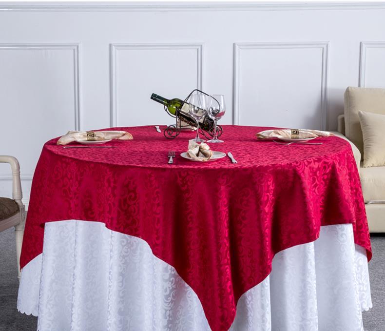 酒店桌布勾花防尘套酒店桌布圆桌台布大红展示台面料大学围布韩版方桌