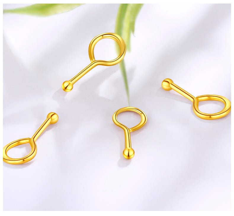 女小金珠小金豆耳饰耳钩弯钩耳环小豆豆圆珠足金999 约一对2克【图片