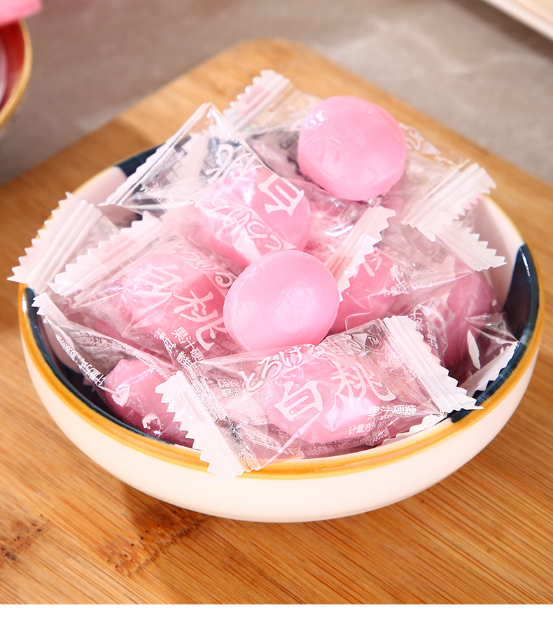 京特日系白桃糖果汁硬糖水蜜桃味水果糖散装高颜值喜糖果网红白桃糖