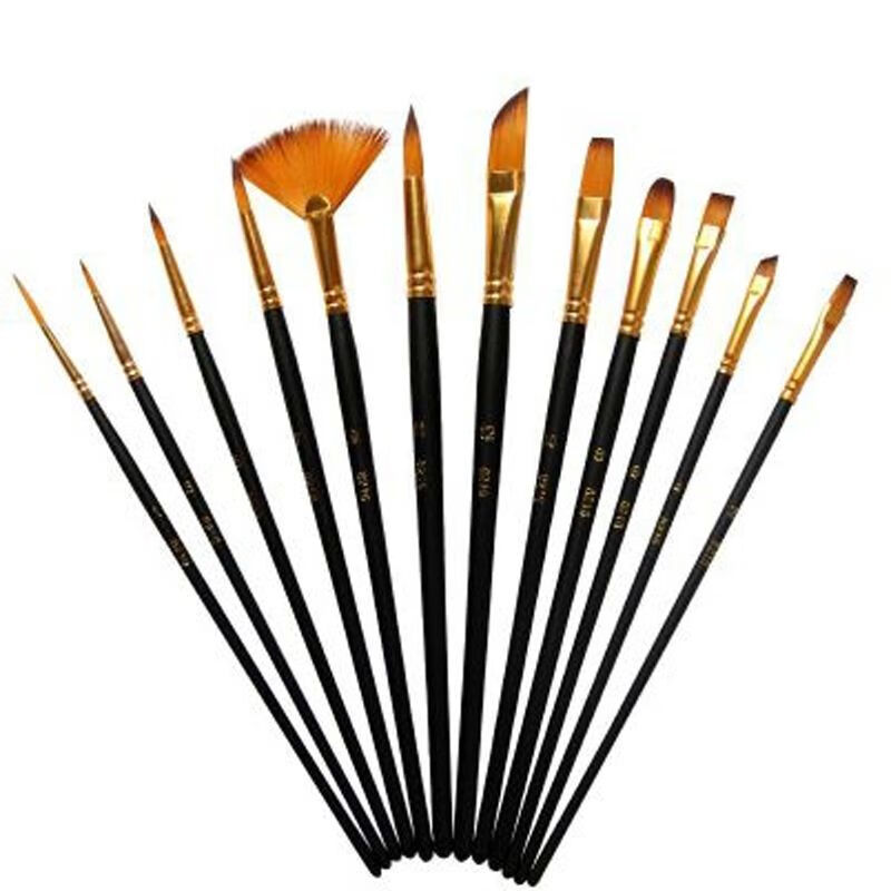 小郎人小排笔绘画勾线笔水粉画笔刷套装尼龙塑料短杆扁头笔幼儿园平头