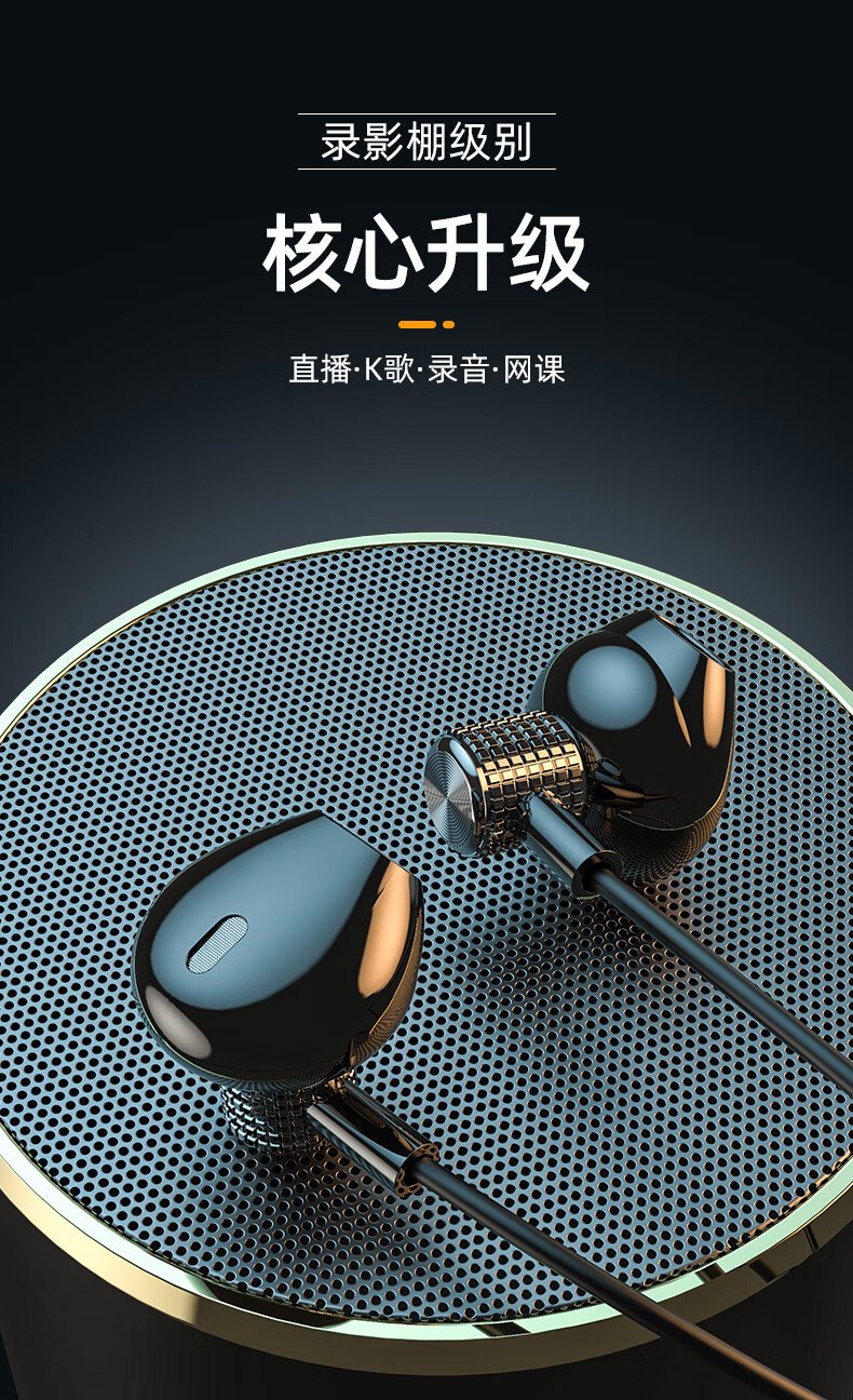 黑色【耳返声卡版】双麦克风限安卓苹